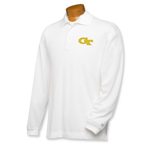 Georgia Tech Yellow Jackets Men's CB DryTec LS Championship Polo - White